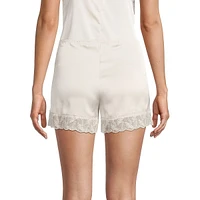 Shades Of Satin Lace-Trim Sleep Shorts