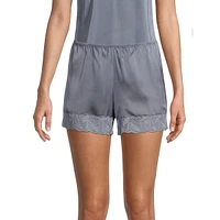 Shades Of Satin Lace-Trim Sleep Shorts