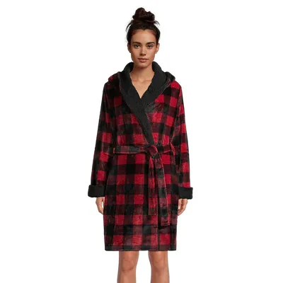 North Star Super Soft Faux Shearling Hooded Robe