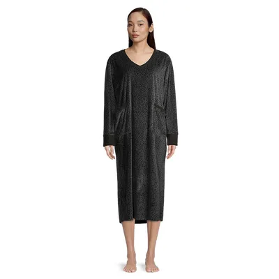 Emily and Jane Holiday Lux Plaid Velour Long Hoodie Lounger