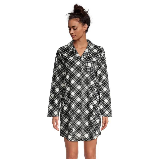 Holiday Lux Plaid Velour Notch Collar Sleepshirt