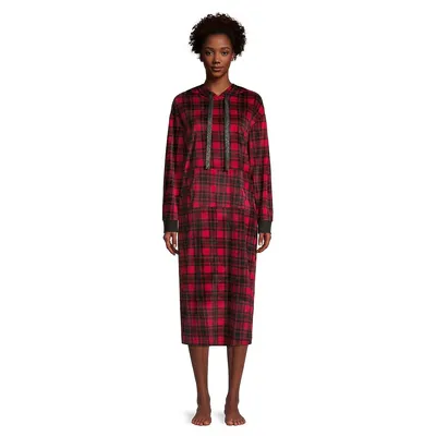Holiday Lux Plaid Velour Long Hoodie Lounger