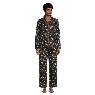 Emily and Jane Holiday Lux Plaid Velour Long Hoodie Lounger