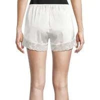 Satin Glam Lace-Trim Stretch Shorts