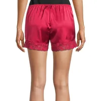 Satin Glam Lace-Trim Stretch Sleep Shorts