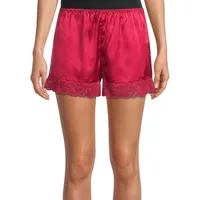 Satin Glam Lace-Trim Stretch Sleep Shorts