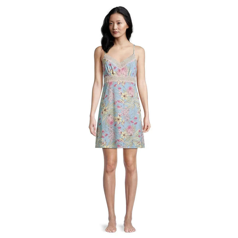 Evening Breeze Relaxed-Fit Lace-Detailed Short Chemise