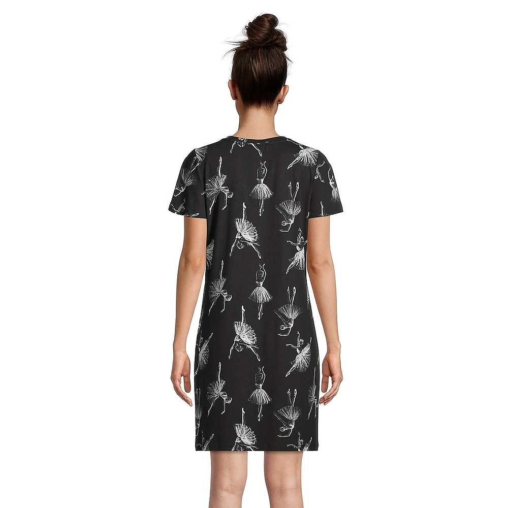 Ballet En L'Air Short-Sleeve V-Neck Sleepshirt