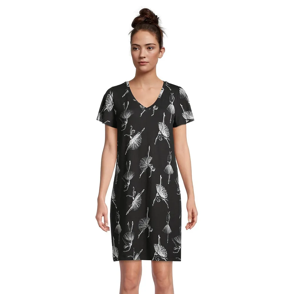 Ballet En L'Air Short-Sleeve V-Neck Sleepshirt