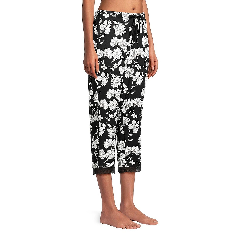Angelica 2-Piece Supersoft Lace-Trim T-Shirt & Capri Pyjama Set