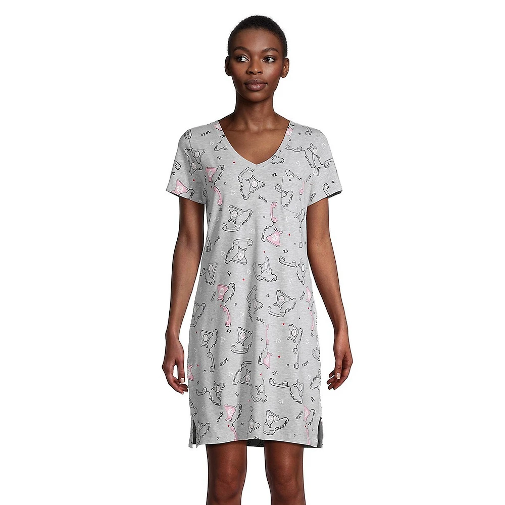 Emily Paris Printed Short-Sleeve V-Neck Sleepshirt