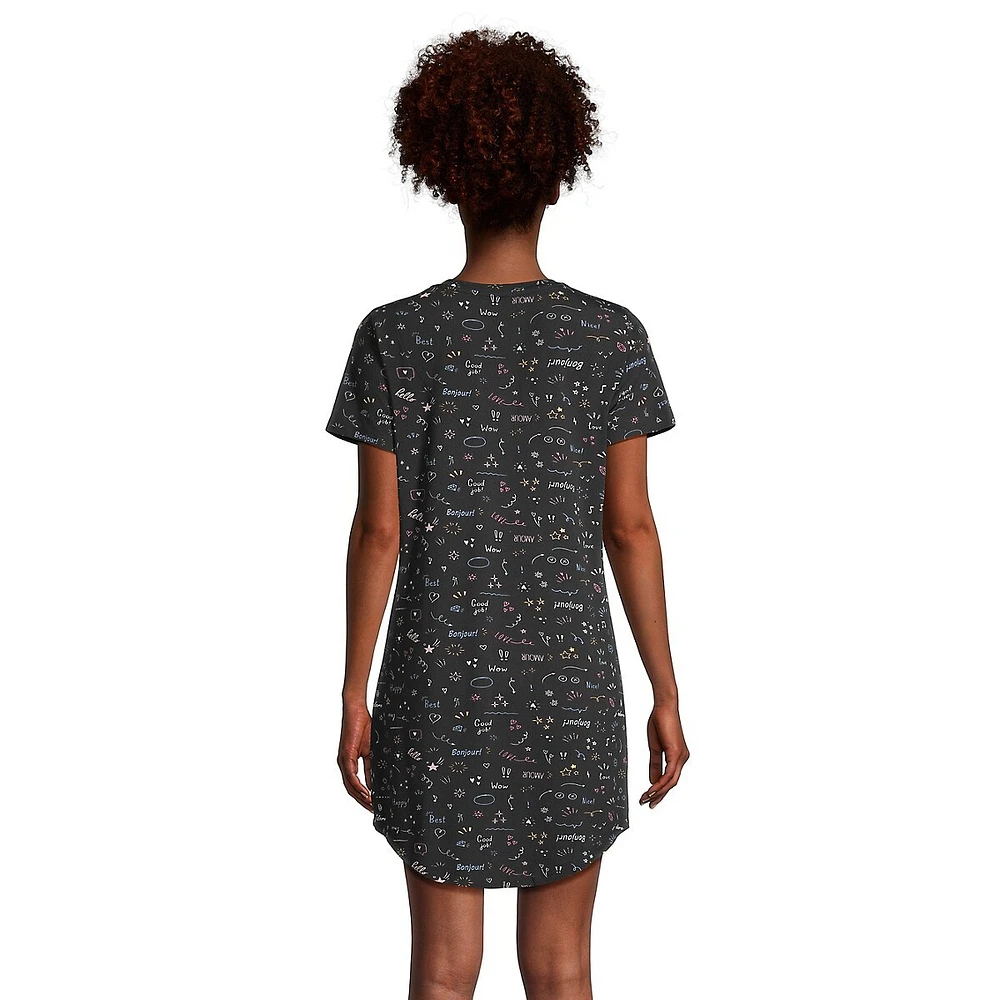 Cute-Print Short Sleeve Sleepshirt