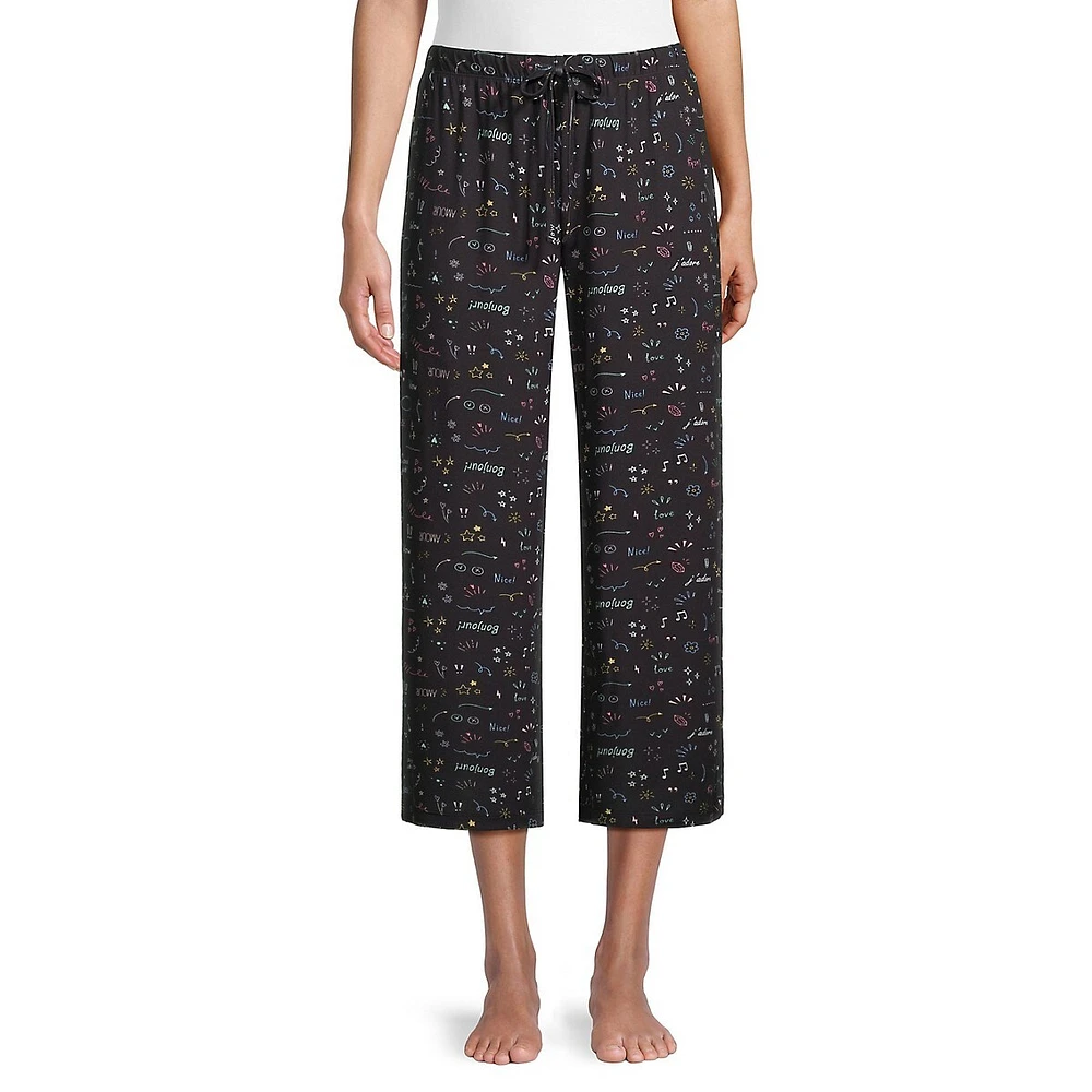 Cute-Print Capri Sleep Pants