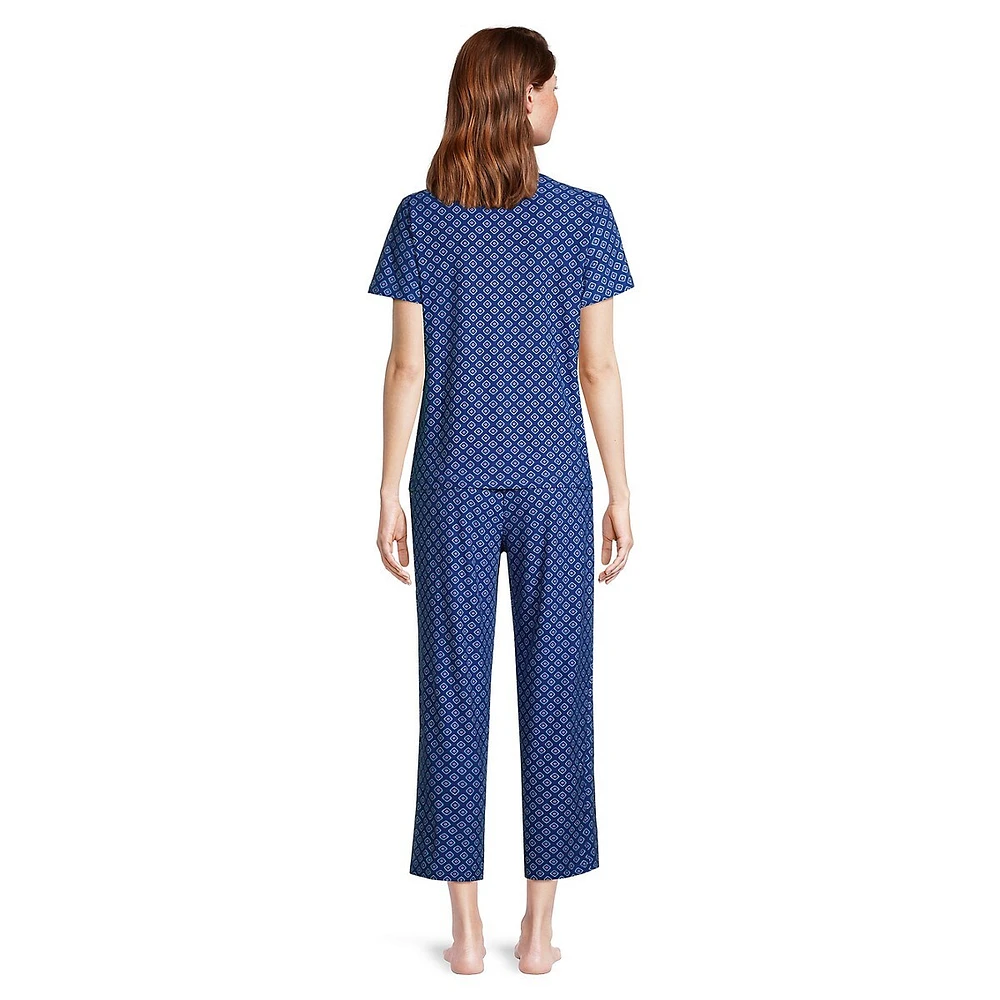 2-Piece Printed T-Shirt & Capri Pants Pyjama Set