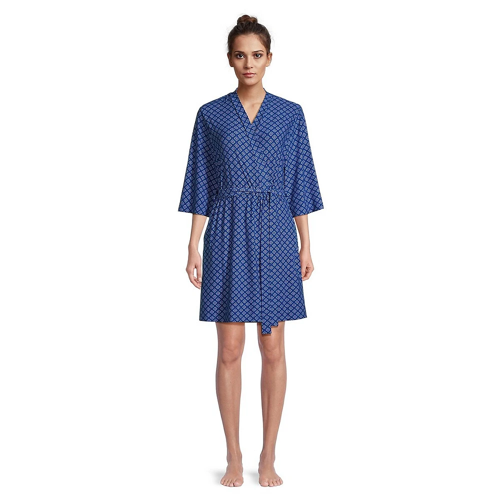 Divine Duo Printed Three-Quarter Sleeve Robe