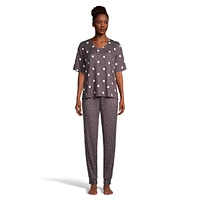 Dots Fever 2-Piece V-Neck Top & Jogger Pyjama Set