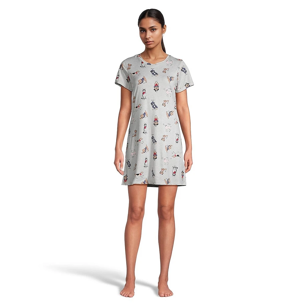 Printed Short-Sleeve Sleepshirt