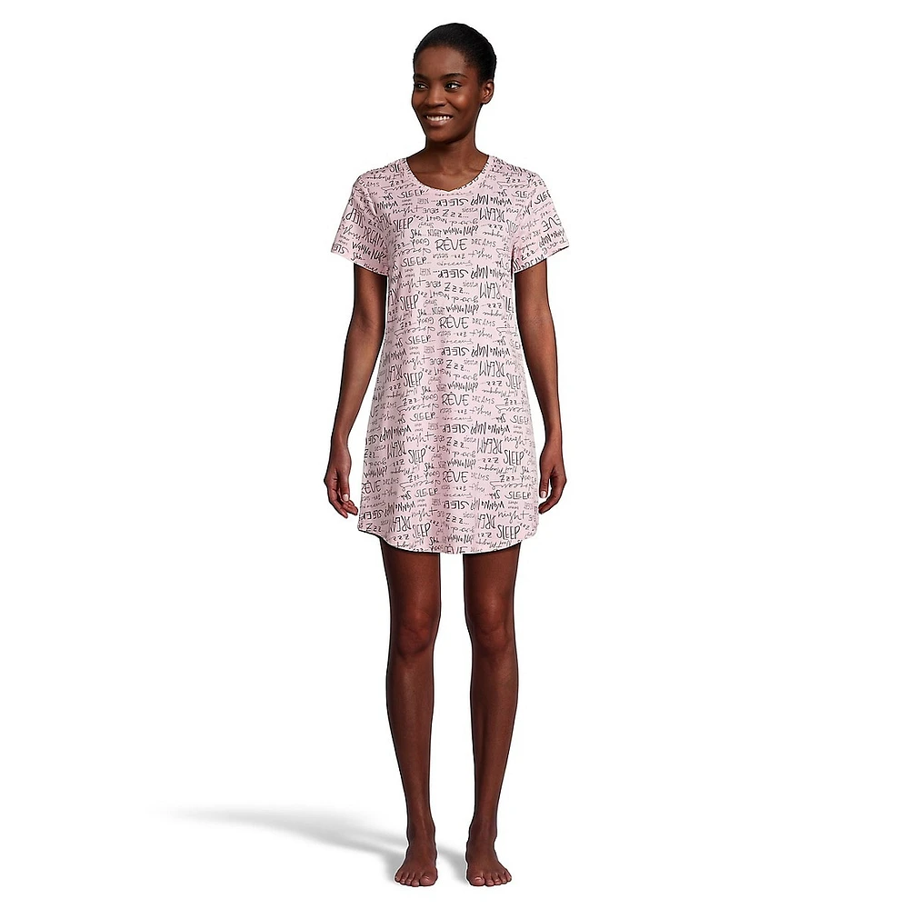 Chemise de nuit imprimée à manches courtes