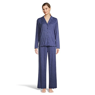 Ensemble 2 pièces chemise à col cranté et pantalon bordure en laitue