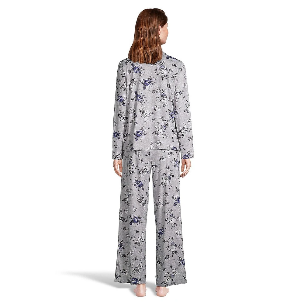 2-Piece Notch-Collar Shirt & Pant Pyjama Set