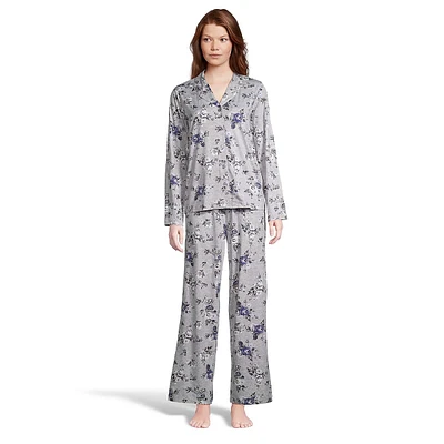 2-Piece Notch-Collar Shirt & Pant Pyjama Set