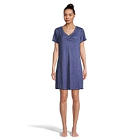 Shirred V-Neck Sleepshirt With Picot & Merrow Edging