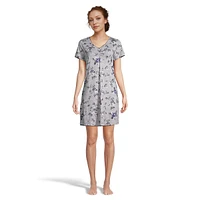 V-Neck Sleepshirt With Picot Edging & Shirring