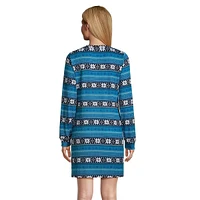 Holiday-Print Knit Henley Sleepshirt