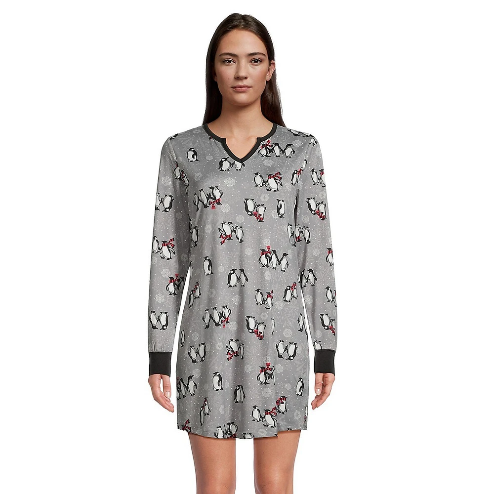 Henley Open-Placket Sleepshirt