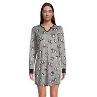 Henley Open-Placket Sleepshirt