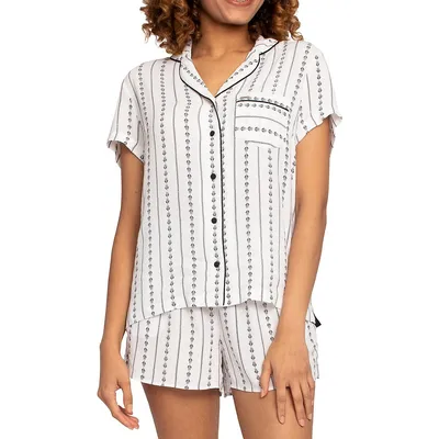2-Piece Geo-Leaf Striped Pyjama Set