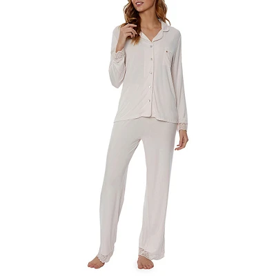 2-Piece Bamboo Lace-Trim Pyjamas Set