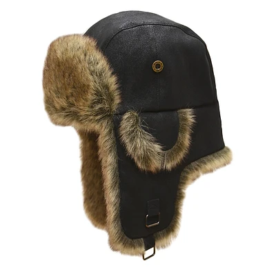 Faux Fur-Trim Aviator Hat