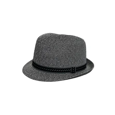 Two-Tone Braided Embroidered-Band Paper Fedora