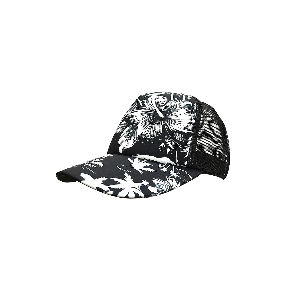 Adjustable 5-Panel Hawaiian-Print Baseball Cap