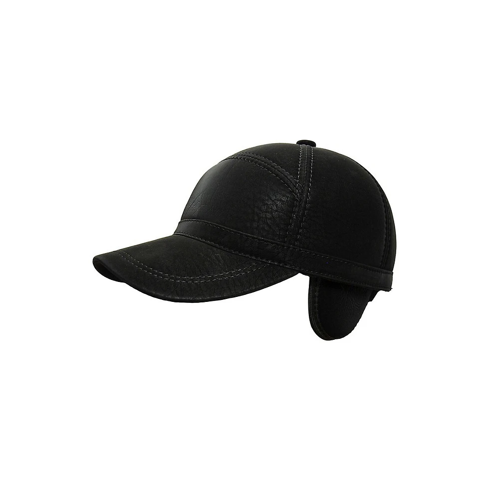 Faux Leather Drop Earflap Ball Cap