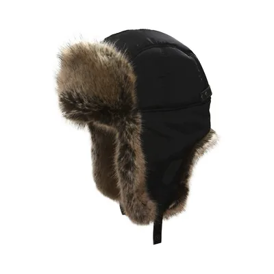 Faux Fur-Trim Aviator Hat