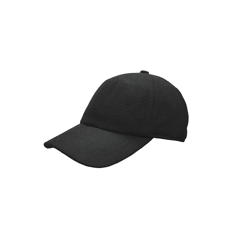 Wool-Blend Ball Cap With Fleece-Lined Drop-Down Earband