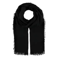 Lightweight Frayed-Hem Wrap Scarf