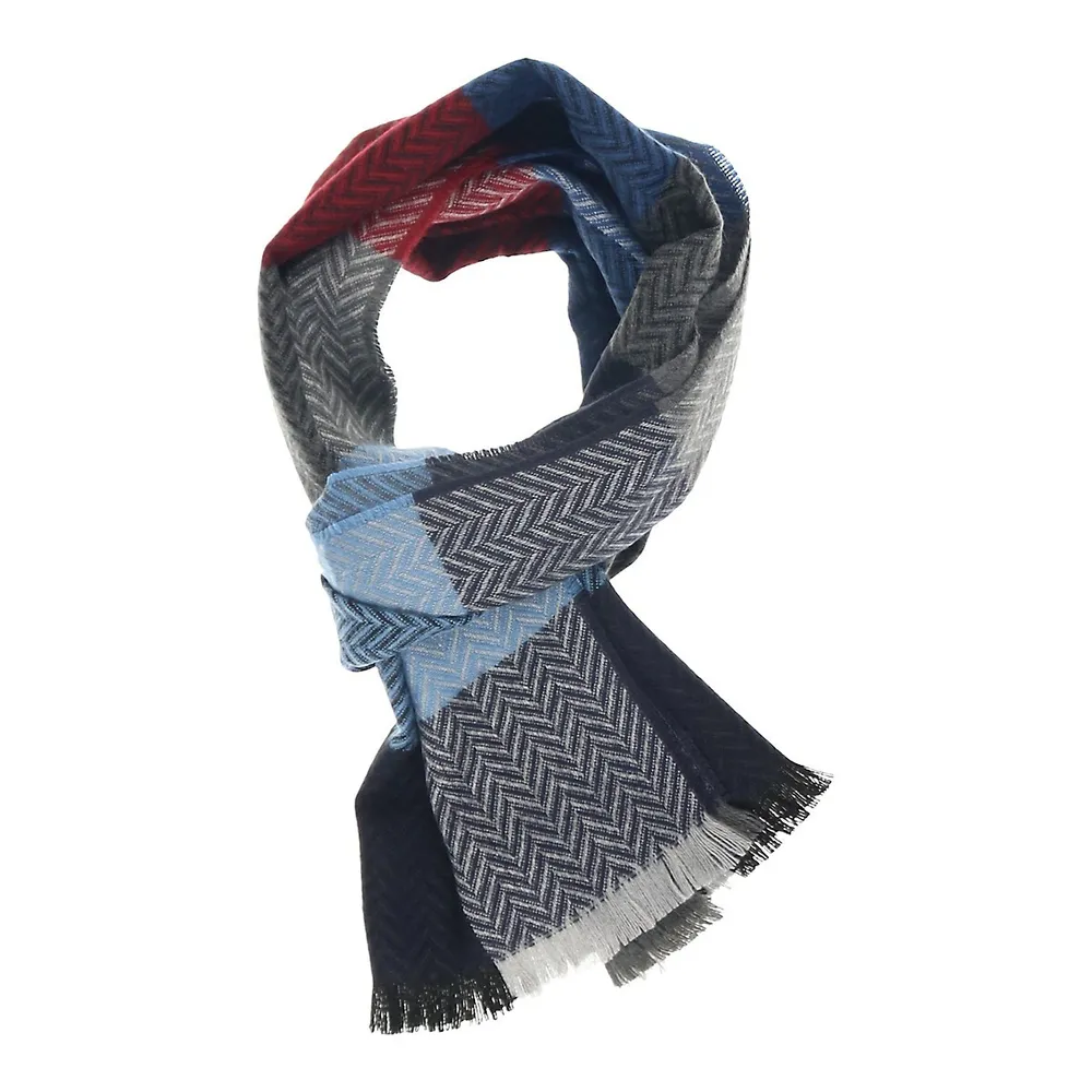 Fringe-Trim Check Scarf