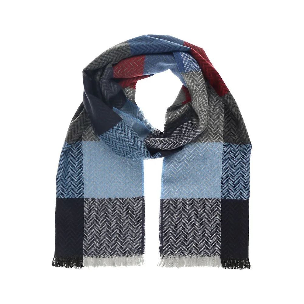 Fringe-Trim Check Scarf