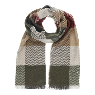 Fringe-Trim Check Scarf