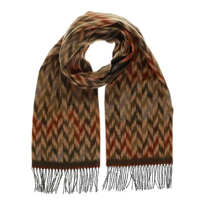 Chevron Cashmink Fringe-Hem Scarf