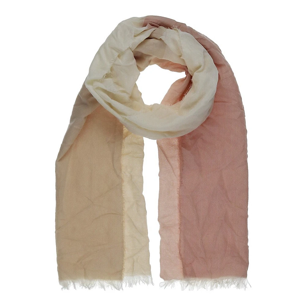 Colourblock Frayed-Hem Scarf