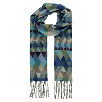 Fringed Geometric-Print Scarf