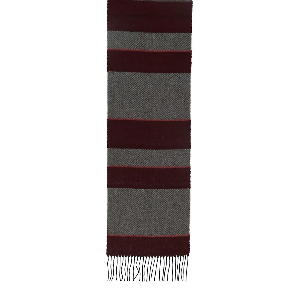 Chevron-Knit Block Stripe Scarf