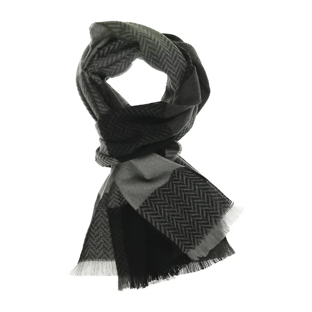 Fringe-Trim Check Scarf