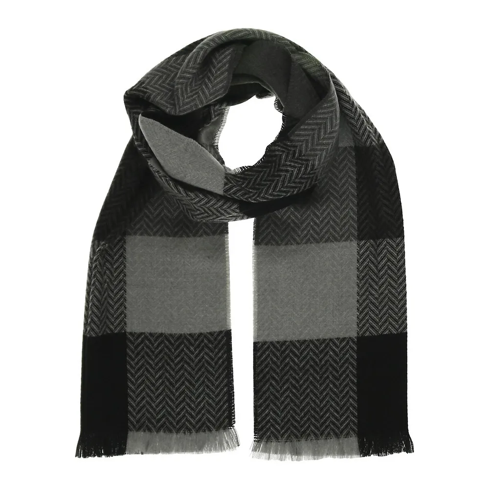 Fringe-Trim Check Scarf