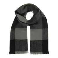 Fringe-Trim Check Scarf