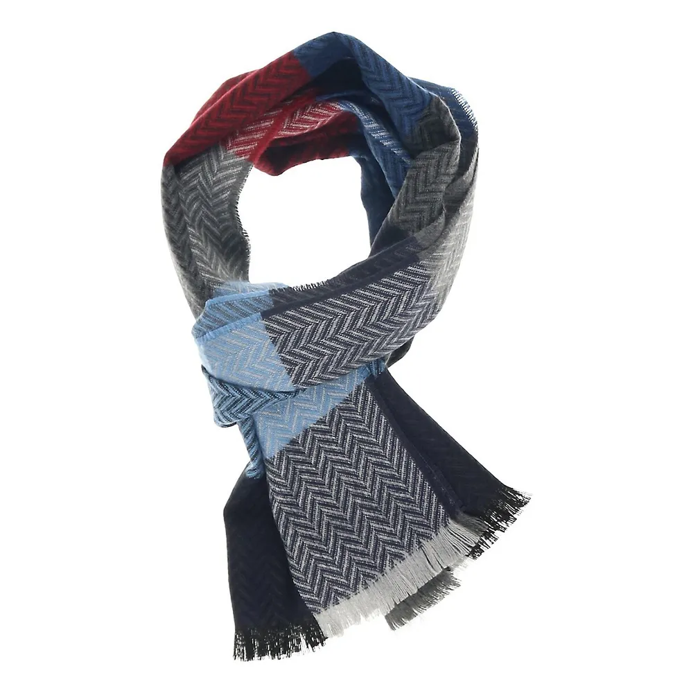 Fringe-Trim Check Scarf